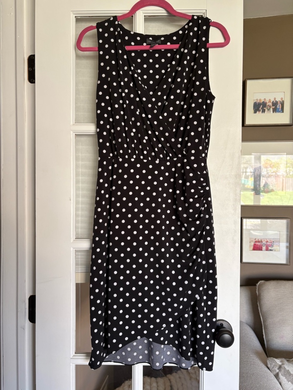 The Limited Black and White Polka Dot Sleeveless Midi Dress